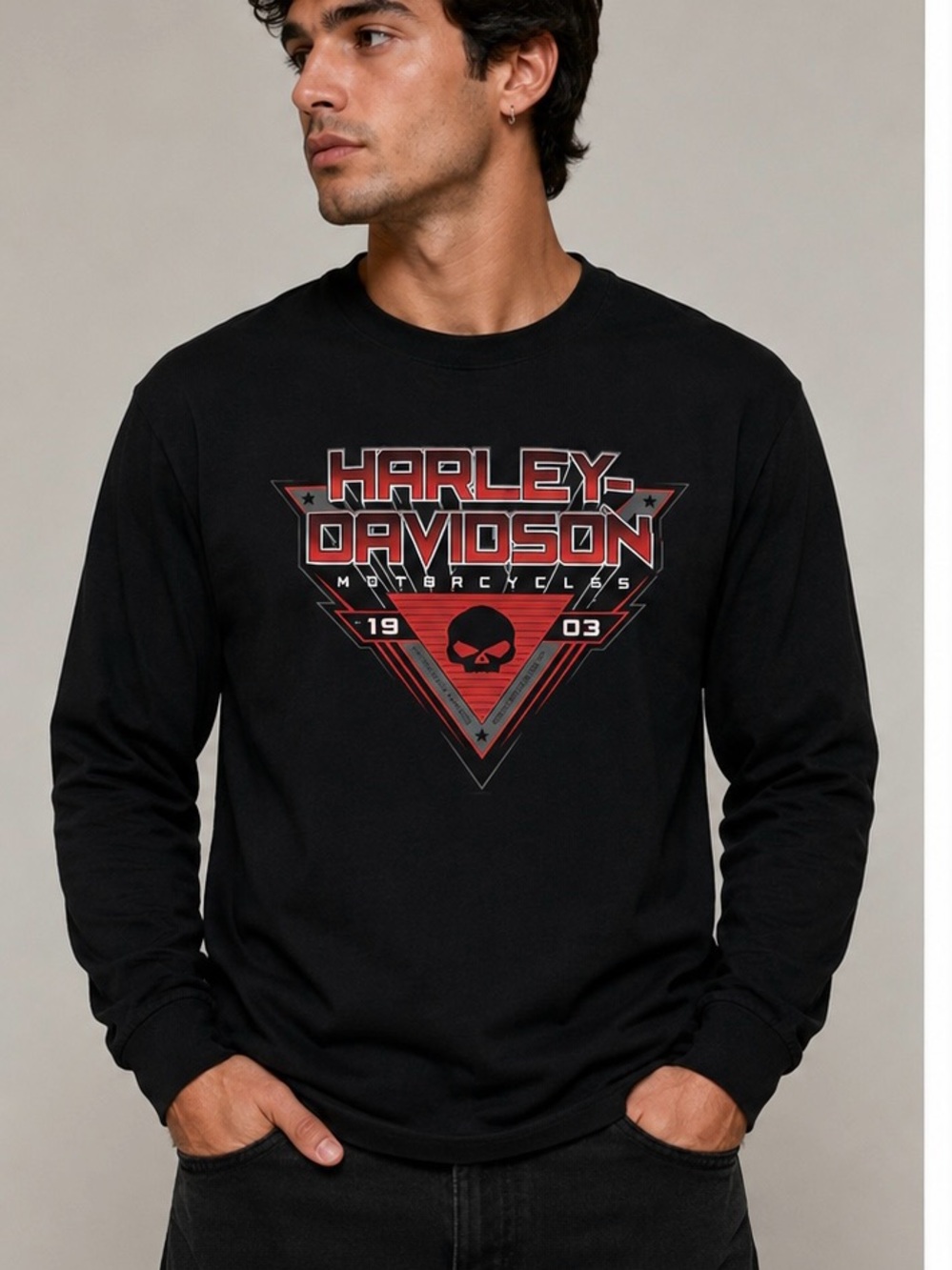 Harley-Davidson Men's Black Long Sleeve Graphic Shirt 2XL